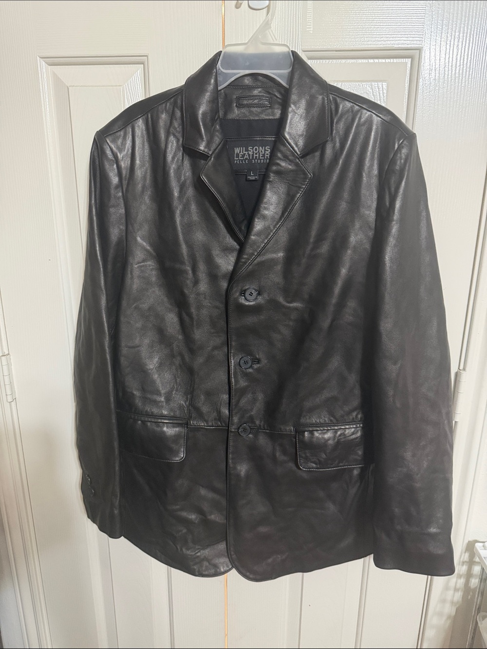 Wilsons Leather Men’s Black Button-Front Leather Jacket